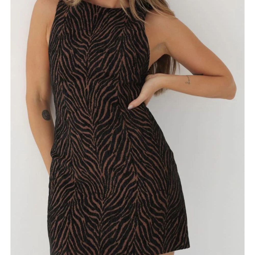 RUMORED Jagger Mini Dress - Espresso Zebra